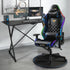 ECVV RGB LED Gaming Chair and Gaming Desk Set Plus Size Oil Wax Leather Chair with Carbon Fiber Textured Gaming Table for E-sports Player Gaming Anchor