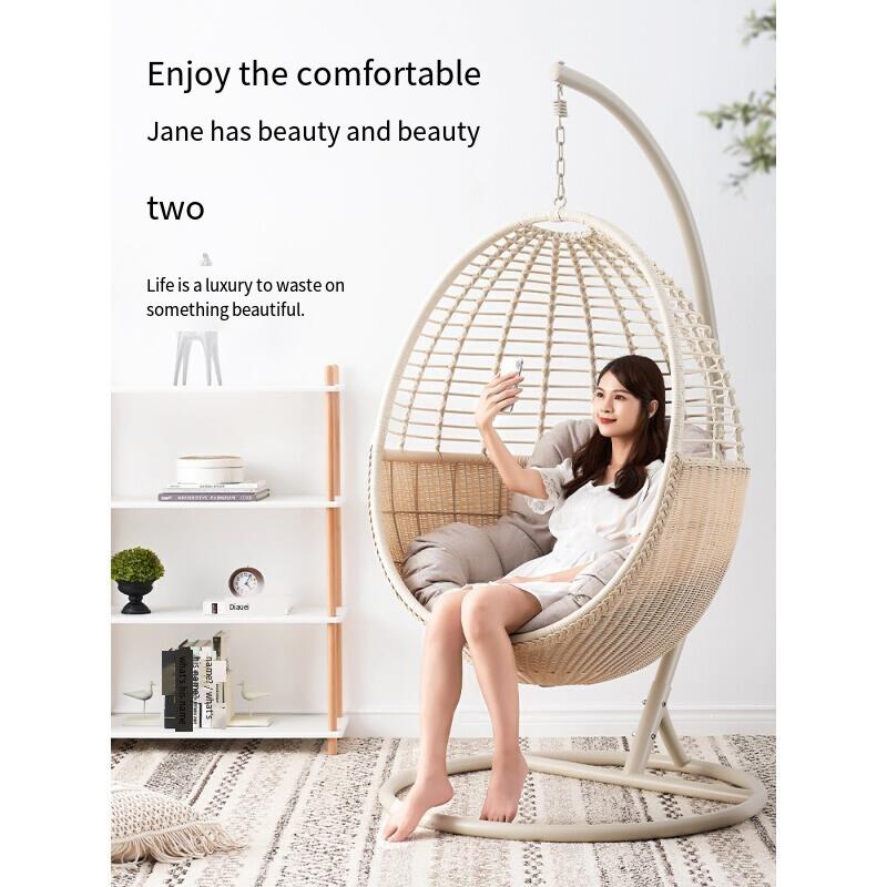 Single Swing Household Lazy Hammock Bamboo Basket White ECVV AE