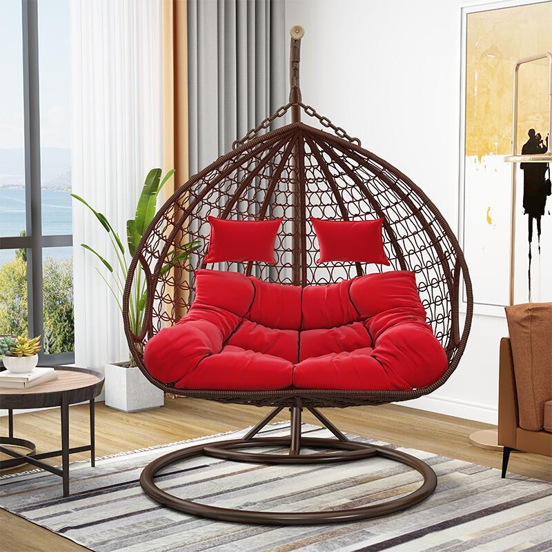 Double Hanging Basket Rattan Chair Swing Household Indoor ECVV AE