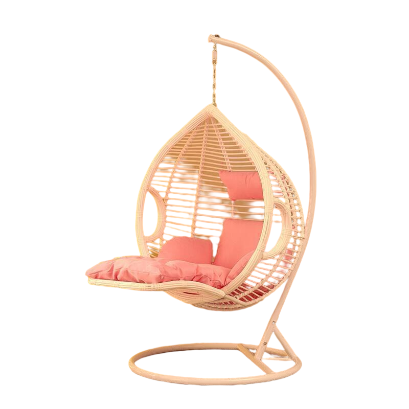 Hanging Chair Family Balcony Hammock Hanging Basket Rattan Chair Rocking Chair Rattan Single Person With Armrest Pedal White