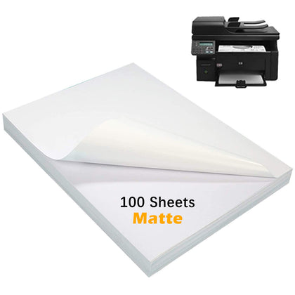 10 Packs A4 Matte Sticker Paper (100 Sheets/Pack) Printable Vinyl Sticker Paper Self-Adhesive Stickers Labelfor Inkjet and Laser Printer Shipping Printing Labels