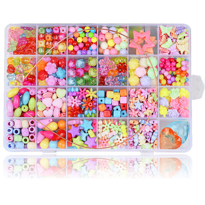 24 Grids Diy Candy Color Love Heart Beads Round Beads Flower Beads Butterfly Beads DIY Handmade Beads  Jewelry Making Set with Box（550pcs）