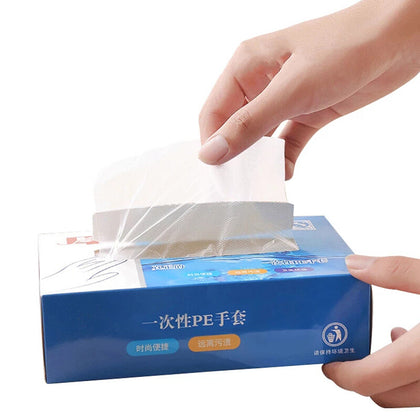 5 Boxes Disposable Gloves Thickened Plastic Transparent PE Gloves Food Grade Gloves for Kitchen (1000 Pieces In Total)