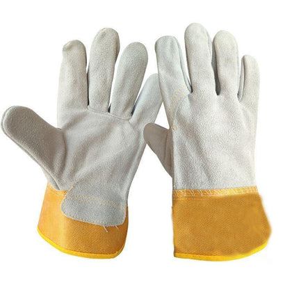 10 Pairs Welding Gloves Cowhide Welder Anti Scalding Labor Gloves Soft Wear-Resistant Protection Gloves for High Temperature Welding