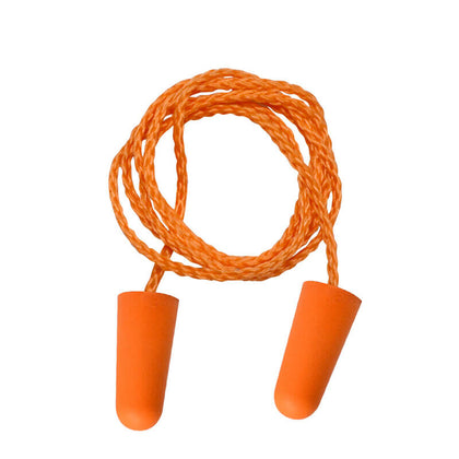 100 Pairs Disposable Soft PU Foam Earplug With Cord Bullet Type Noise Reduction Suitable for Lumberjack Construction Sites Workshop Worker