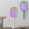 Electric Fly Swatter Electric Mosquito Swatter USB Rechargeable Mosquito Racket Double Switch, with Standing Charging Base, Three-Layer Mesh Protection for Indoor Travel Campings