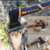 Chopping Axe, 15” Camping Outdoor Hatchet for Wood Splitting and Kindling, Forged Carbon Steel Heat Treated Shock Reduction Handle with Anti-Slip Grip