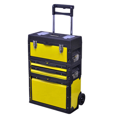 Movable Combined Toolbox Rolling Mobile Organizer with Casters Foldable Comfort Handle and Removable Sections Tool Organizers and Storage Trolley