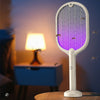 Electric Fly Swatter Electric Mosquito Swatter USB Rechargeable Mosquito Racket Double Switch, with Standing Charging Base, Three-Layer Mesh Protection for Indoor Travel Campings