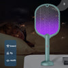 Electric Fly Swatter Electric Mosquito Swatter USB Rechargeable Mosquito Racket Double Switch, with Standing Charging Base, Three-Layer Mesh Protection for Indoor Travel Campings