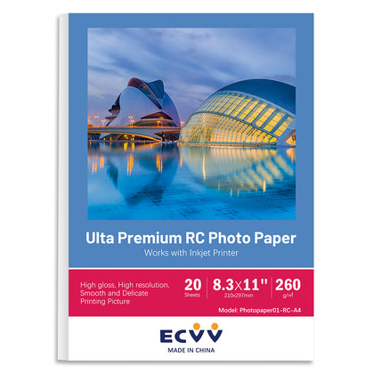 ECVV RC High Gloss Photo Paper for Printer Photograph Print Paper White Glossy