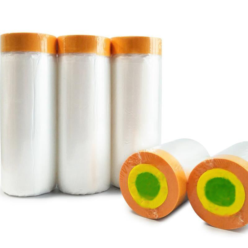 10 Rolls Two Rolls Of Masking Film And Paper Tape (18mm * 550mm * 23m / Roll) Decoration And Protection Construction Paint Protection Film Furniture Decoration