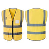 6 Pieces Safety Vest Fluorescent Reflective Vest Multi-Pocket Safety Suit Construction Worker Traffic Sanitation Protection Cloth - Yellow