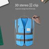 6 Pieces Safety Vest Blue Reflective Vest Multi-Pocket Safety Suit Construction Worker Traffic Sanitation Protection Cloth - Blue