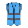 10 Pieces Reflective Vest Zipper Safety Vest Fluorescent Blue Traffic Safety Warning Vest 4 Reflective Strips Sanitation Construction Riding Safety Suit