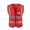 10 Pieces Multi-Pocket Zipper Reflective Vest Red Safety Vest with 4 Reflective Strips Safety Vests for Environmental Sanitation Construction Riding Running