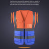 6 Pieces Highly Visibility Original Safety Vest with 4 Highly Reflective Strips Safety Zipper Breathable Fabric for Outdoor Work Jogging Sports - Orange + Blue