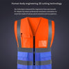 6 Pieces Zipper Multi Pocket Reflective Vest Car Traffic Safety Warning Vest Reflective Environmental Sanitation Construction Duty Riding Safety Suit Fluorescent Orange Blue Two Color