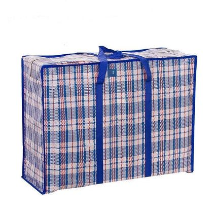 Woven Bag Moving Bag Thickened Oxford Cloth Luggage Packing Bag Waterproof Storage Snake Skin Bag Small Size 50 * 32 * 24 cm Blue Lattice 10 Packs