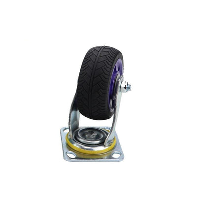 8 Inch Caster Silent Solid Rubber Wheel Flat Cart Wheel Heavy Caster Directional Wheel Black Purple