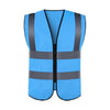 10 Pieces Reflective Vest Zipper Reflective Vest Fluorescent Blue Car Traffic Safety Warning Vest 4 Reflective Strips Environmental Sanitation Construction Duty Riding Safety Suit