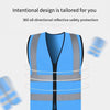 10 Pieces Reflective Vest Zipper Reflective Vest Fluorescent Blue Car Traffic Safety Warning Vest 4 Reflective Strips Environmental Sanitation Construction Duty Riding Safety Suit