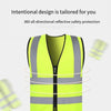 10 Pieces Zipper Reflective Vest Fluorescent Yellow Safety Warning Vest 4 Reflective Strips Safety Vest for Environmental Sanitation Construction Riding Running