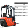 Electric Forklift  Three Fulcrum Four Wheel Counterweight Electric Lift Stacker   Load 1.2 t, Rise 3 Meters