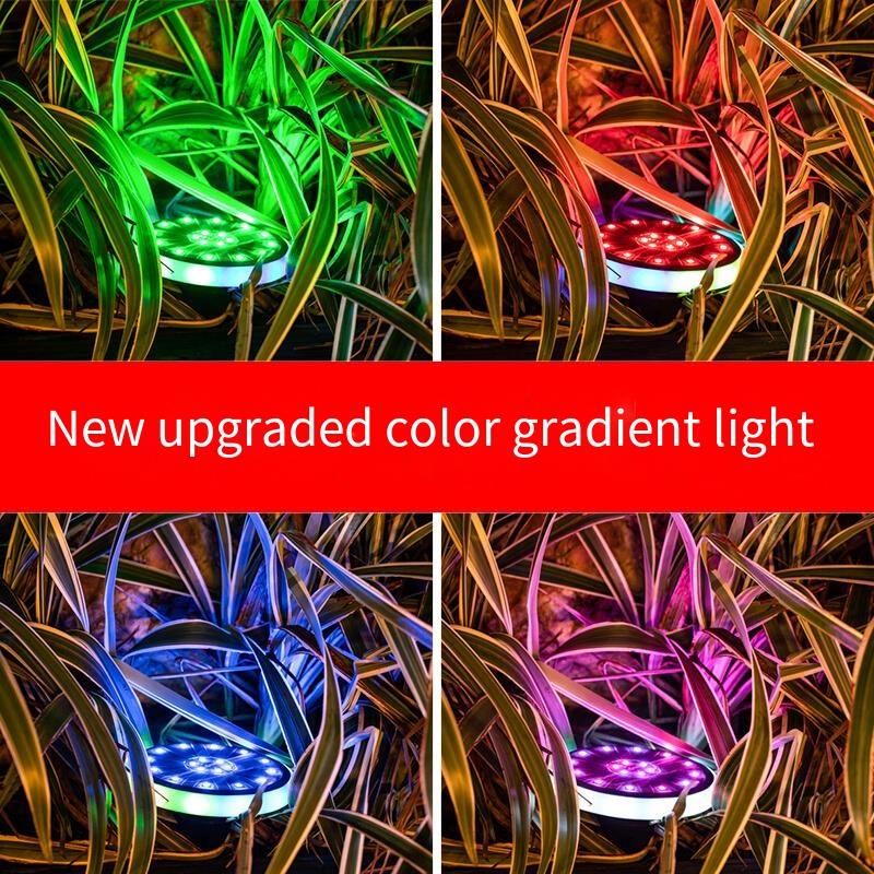 Solar Lamp, Ground Lamp, Villa Garden Decoration, Super Bright Waterproof LED Lamp, Outdoor Lawn Floor Lamp, RGB Seven Color Black And White