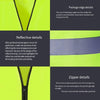 10 Pieces Reflective Vest Zipper Reflective Vest Fluorescent Yellow Green Car Traffic Safety Warning Vest Double Reflective Strip Environmental Sanitation Construction Duty Riding Safety Suit