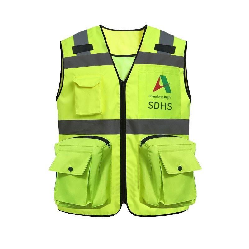 Reflective Clothing Textile Fabric Apricot Yellow One Size Fits All High Visibility Reflective Vest Safety Working Vest
