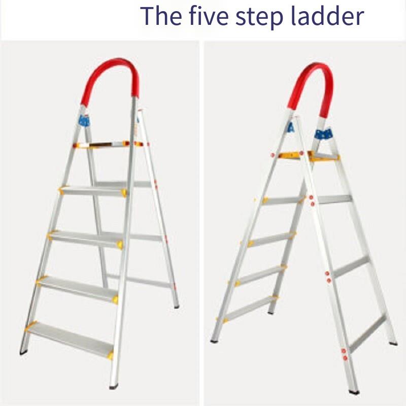 Aluminum Alloy Five Step Ladder Folding Ladder Miter Ladder Working Height 1100mm Maximum Load 100kg