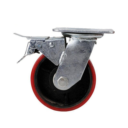 Polyurethane PU Caster Industrial Trolley Caster Antiskid Silent Pulley 4 Inch Heavy Brake Wheels