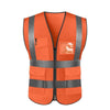 10 Pieces Safety Reflective Vest with Zipper and Pockets Safety Vest Fluorescent Orange Safety Warning Vest 4 Reflective Strips