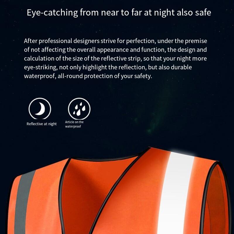 10 Pieces Safety Reflective Vest with Zipper and Pockets Safety Vest Fluorescent Orange Safety Warning Vest 4 Reflective Strips