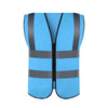 10 Pieces Zipper Reflective Vest Blue Safety Vest with 4 Reflective Strips Safety Vests for Environmental Sanitation Construction Riding Running