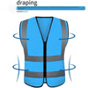 10 Pieces Zipper Reflective Vest Blue Safety Vest with 4 Reflective Strips Safety Vests for Environmental Sanitation Construction Riding Running