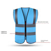 10 Pieces Zipper Reflective Vest Blue Safety Vest with 4 Reflective Strips Safety Vests for Environmental Sanitation Construction Riding Running