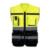 Zipper Multi Pocket Reflective Vest Car Traffic Safety Warning Vest 2 Pieces Reflective Environmental Sanitation Construction Duty Riding Safety Suit Fluorescent Yellow And Black