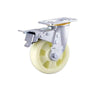 5 Inch Flat Bottom Swivel Casters with Double Brakes 4pcs Pack Beige Heavy Duty Polypropylene PP Caster Universal Wheel 4pcs