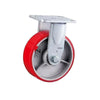 6 Inch Red Fixed Heavy Duty Casters 4pcs Pack Iron Core Polyurethane Caster Directional Wheel with Double Ball Bearings- 4pcs