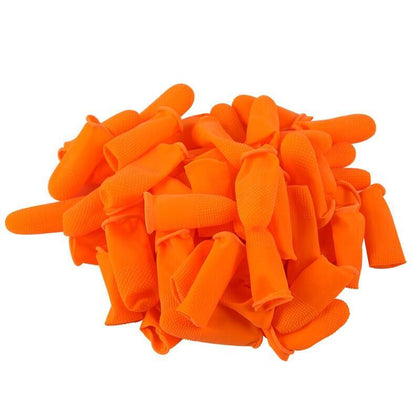 6 Packs 100 Pieces / Pack Orange Latex Finger Stall Thickened Wear Resistant Non-Slip Finger Covers Work Shop Finger Covers