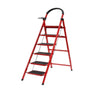 1.8m Red Herringbone Ladder 6 Steps Folding Ladder Thickening Telescopic Steel Climbing Ladder Multifunctional Herringbone Ladder Bearing 150kg