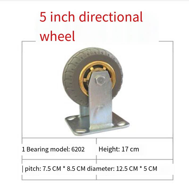 5 Inch Directional Wheel Wheelbarrow Caster Rubber Wheel Silent Wheel Directional Wheel Trailer Universal Wheel 1 Piece