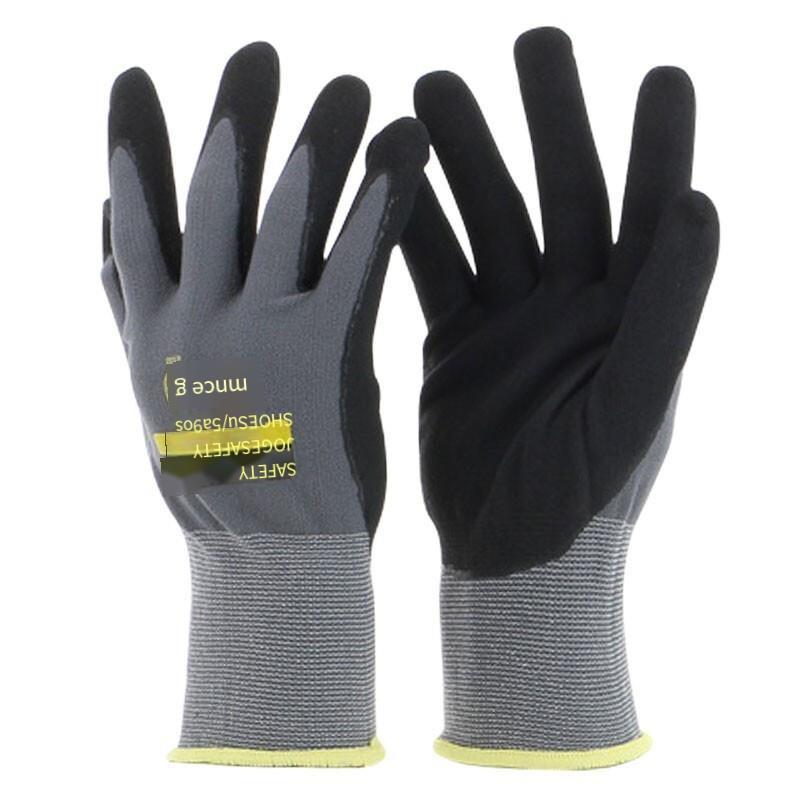 10 Pairs Labor Protection Gloves Loading, Unloading, Packing And Repairing Oil Resistant Nitrile Rubber Impregnated Pu Palm Coated Gloves Construction Site Anti Slip And Wear Resistant Industrial Breathable Allflex