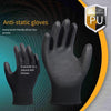 12 Pairs Of Free Size Nitrile PU Black Safety Gloves Coated Gloves Anti-Static Anti-Skid Construction Protective Gloves