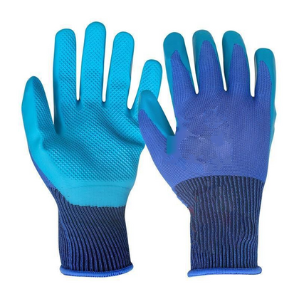 15 Pieces Labor Protection Gloves Embossed Anti Slip Wear Resistant Latex Labor Protection Gloves Flat Hanging Dipped Rubber Labor Protection Gloves Blue