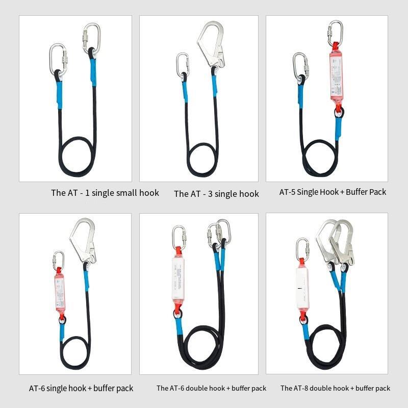 Safety Belt Electrician Construction Scaffolder Site Connecting Rope Safety Rope Safety Rope Limit Rope Double Hook 1.8m Buffer Bag