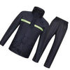 Split Raincoat Set With Reflective Strip Black Free Size