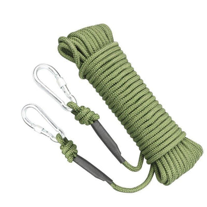 50m Safety Rope Steel Wire Core Fire Fighting Escape Rope Floor Rock Climbing Self Rescue Rope Army Green Double Hook Army Green